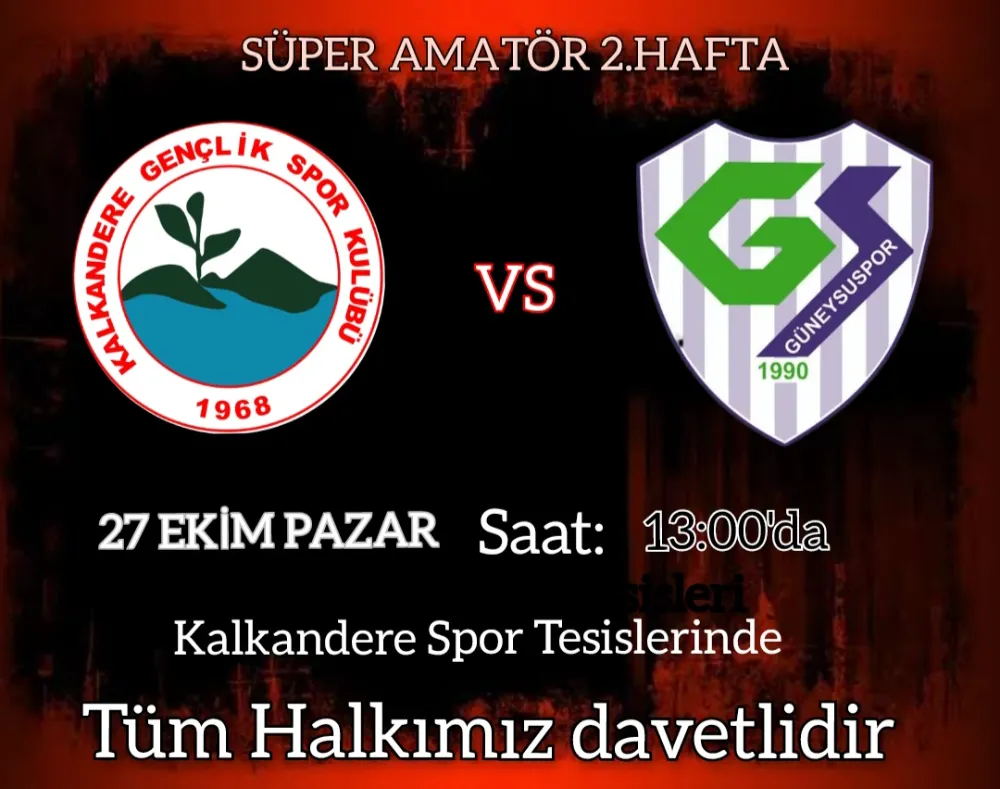 Süper AmatörLigi 2.Haftasında Kalkanderespor Yarın Güneysuspor