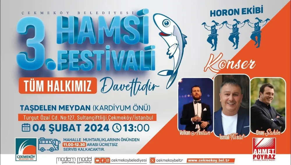 Çekmeköy Belediyesi 3. Hamsi Festivaline Bütün Halkımız davetlidir