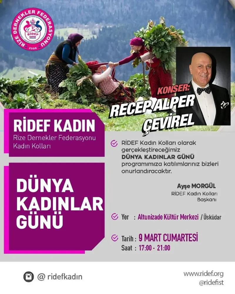 RİDEF Kadın Kolları Programına Tüm Kadınlarımız Davetlidir 