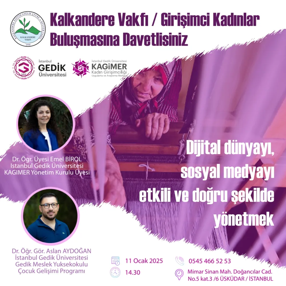 Kalkandere Vakfı Girişimci Kadınlar buluşmasına davetlisiniz!