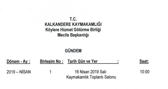 Kalkandere Köylere Hizmet Götürme Birliği Meclisi Toplantısı