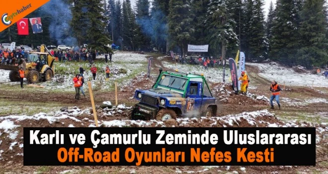 Karlı ve çamurlu zeminde uluslararası Off-Road oyunları nefes kesti