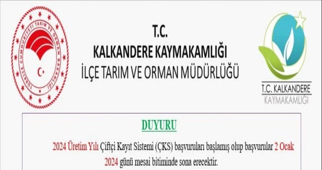 2024 Üretim Yılı Çiftçi Kayıt Sistemi (ÇKS) başvuruları